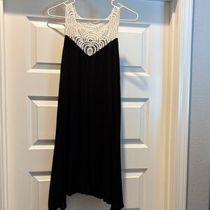 My Story Black Dress with White Lace Detail